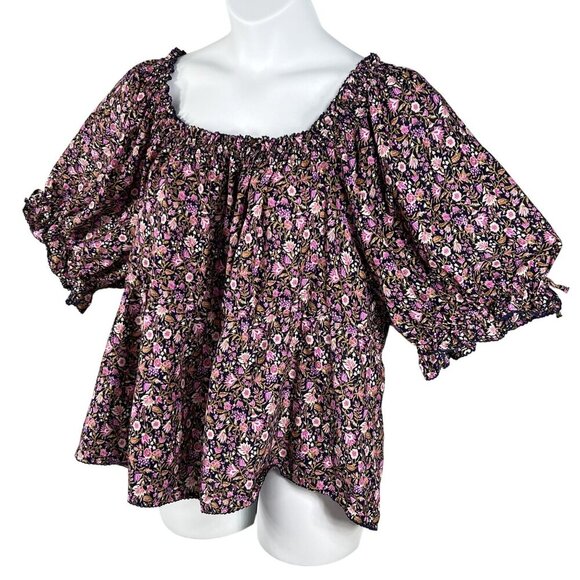 Old Navy Womens 3X Floral Smocked Babydoll Puff Sleeve Top Cottagecore Feminine - Picture 4 of 14